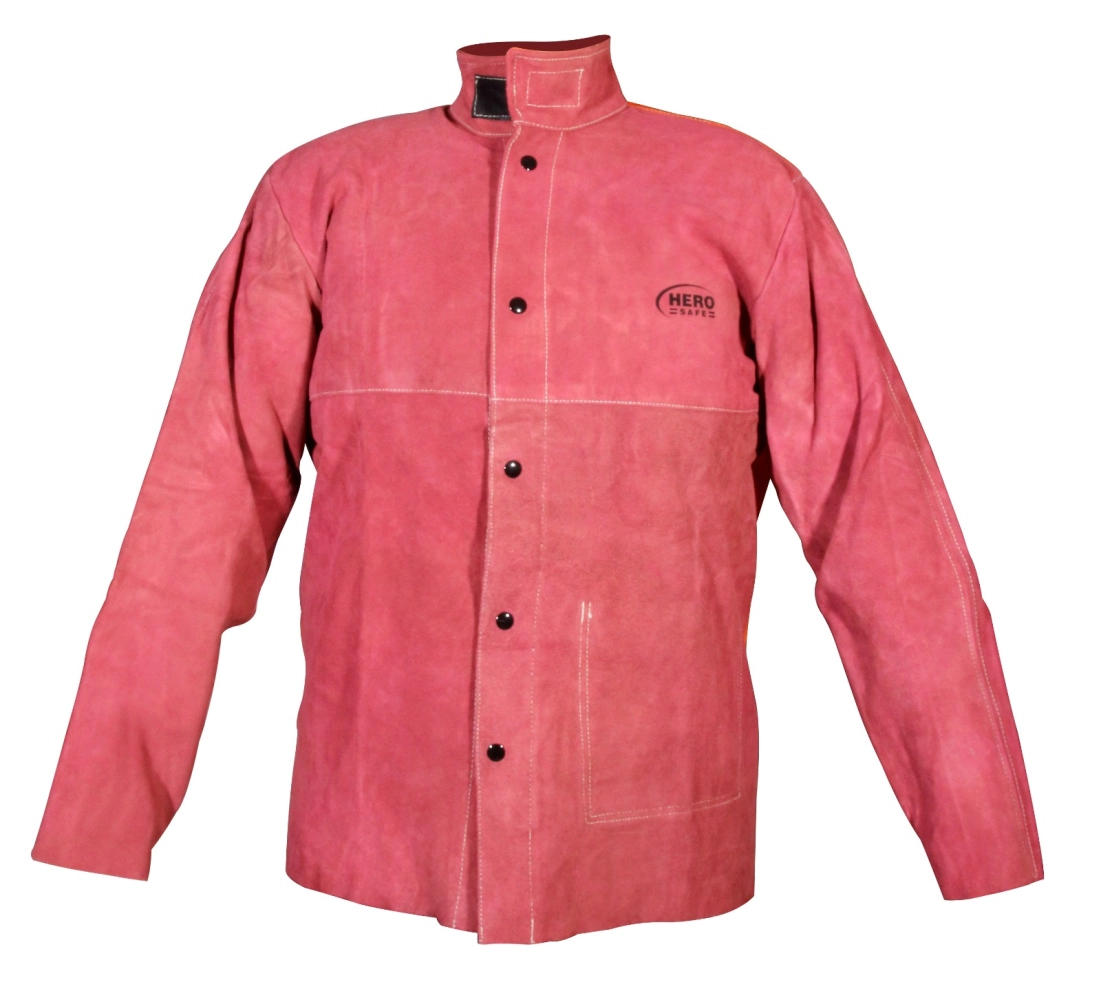HEROSAFE LEATHER WELDING JACKET - FRONT COWHIDE SPLIT LEATHER / BACK FLAME RETARDENT SATEEN